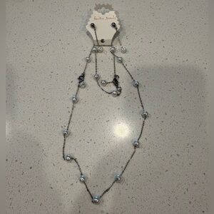 Fashion Jewelry Silver-Tone Pearl Station Set